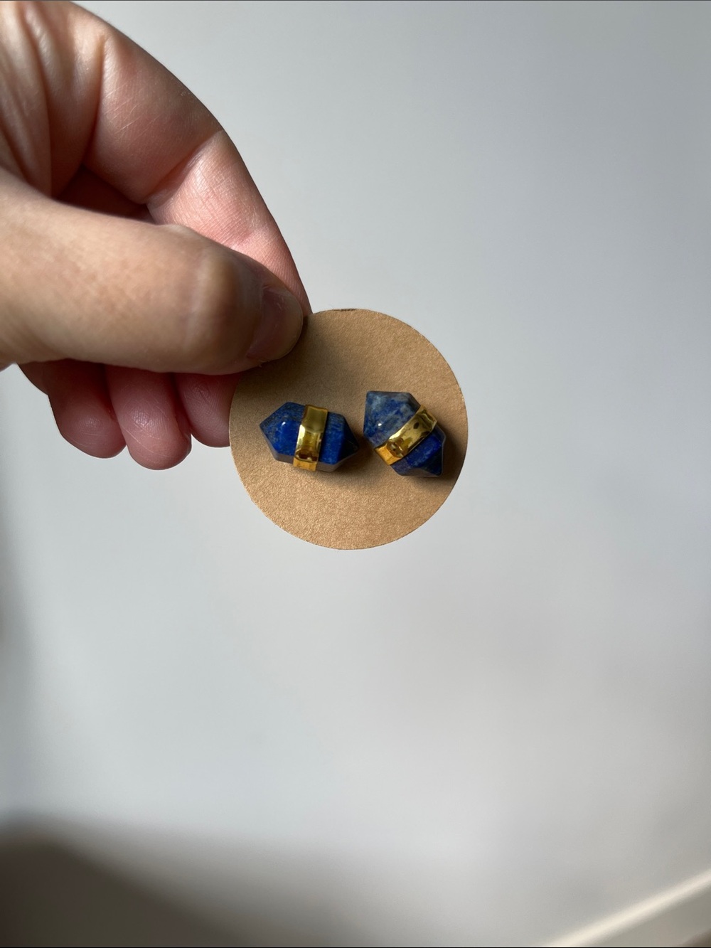 Gold and Blue Stone Stud Earrings - Lapis-Style Women’s Jewelry